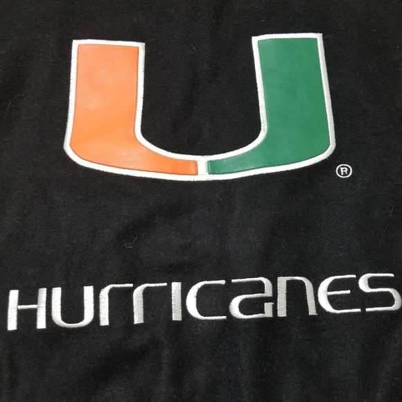 Vintage Miami Hurricanes Bomber Leather Jacket 2XL - Picture 7 of 8